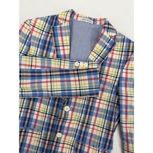 Izod Blazer Boys 14 Blue Pink Plaid Cotton Blend Blue Colorful Sport Coat